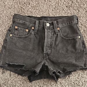Levi's Black Distressed Jean Shorts